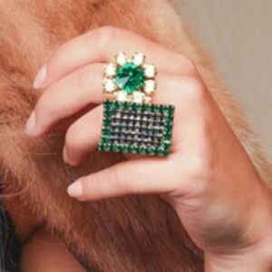 Stunning TOVA Ashley Ring in Emerald & Montana - Gold Tone